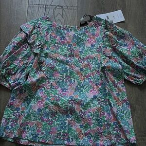 Joules Girls Floral Ruffle Top